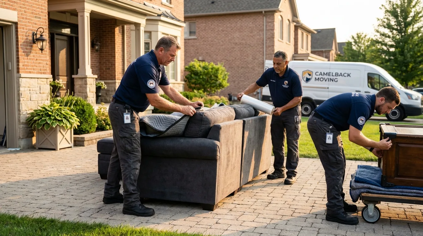 Large estate moving crew wrapping furniture in Spencer, WV